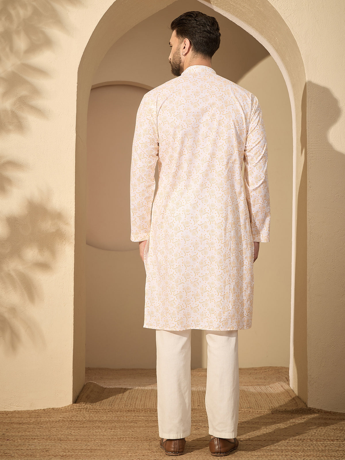 Men’s Pure Cotton Printed Kurta Pajama Set –  Festive Wear