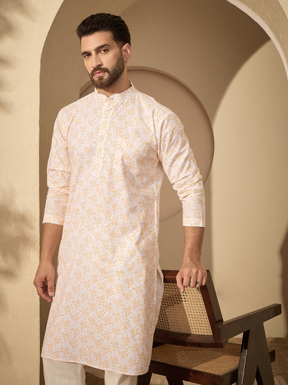 Men’s Pure Cotton Printed Kurta Pajama Set –  Festive Wear