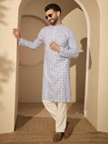 Pure Cotton Printed Kurta Pajama Set for Men – Traditional Festive Wear