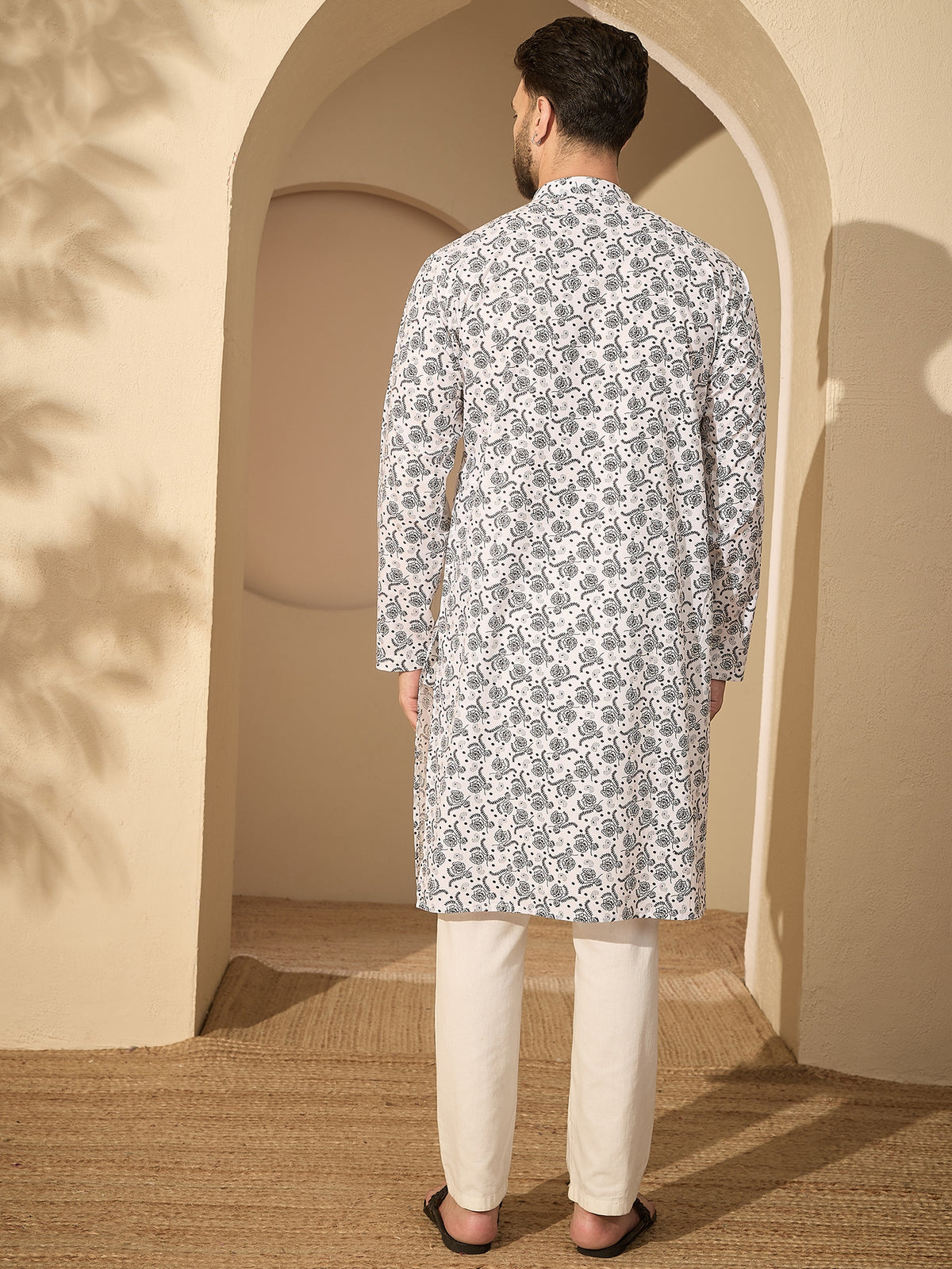 Pure Cotton Printed Men's Kurta Pajama Set –  Traditional Festive Wear
