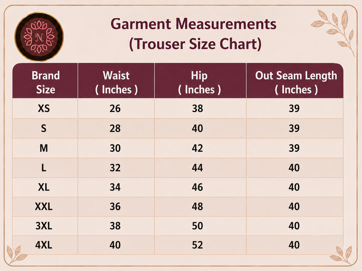 Product size chart