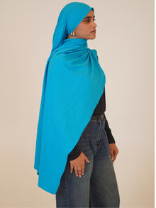 Women's Turquoise Blue Solid Viscose Jersey Hijab