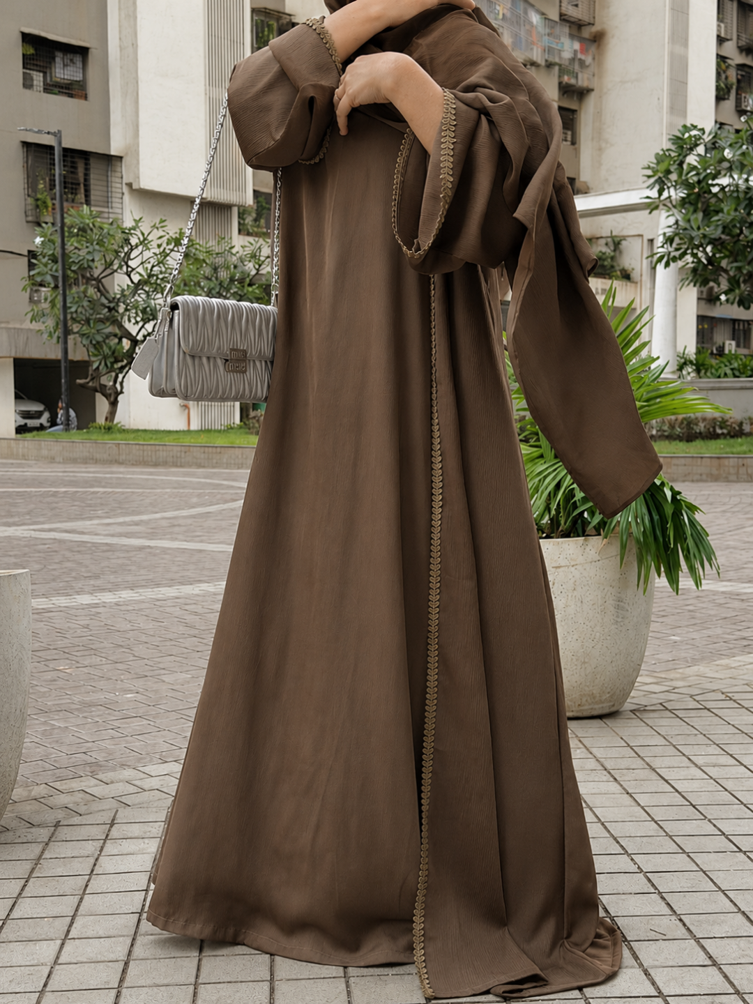 Modest Oat Luxury Shrug Abaya for Women with Matching Inner & Hijab