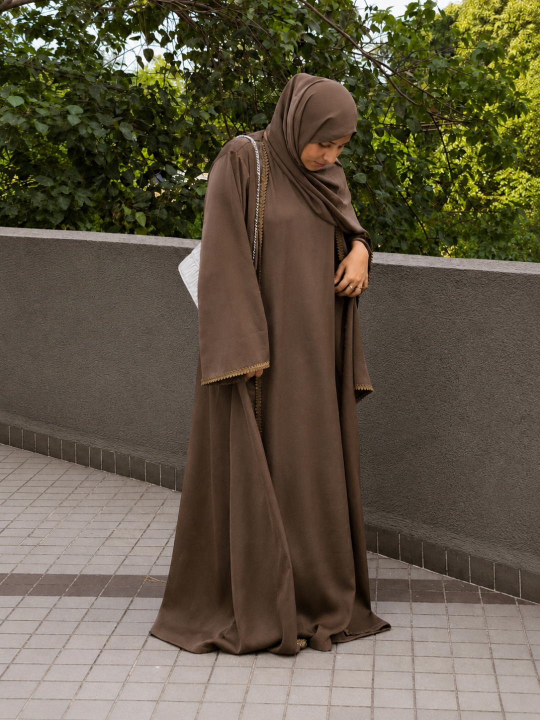 Modest Oat Luxury Shrug Abaya for Women with Matching Inner & Hijab