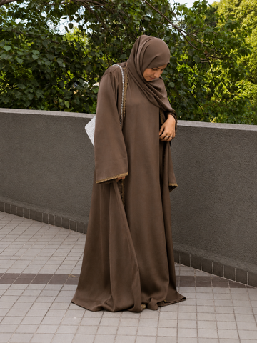 Modest Oat Luxury Shrug Abaya for Women with Matching Inner & Hijab
