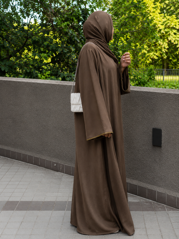 Modest Oat Luxury Shrug Abaya for Women with Matching Inner & Hijab