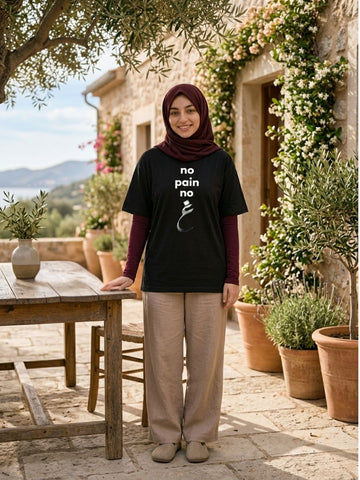 No Pain No Gain Modest Black Women’s T-Shirt