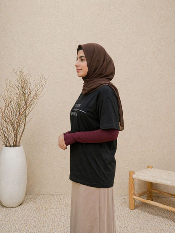 Modest Deen Over Dunya Black T-Shirt for Women