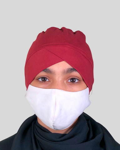 Plain Maroon Turban-style cap Hijab