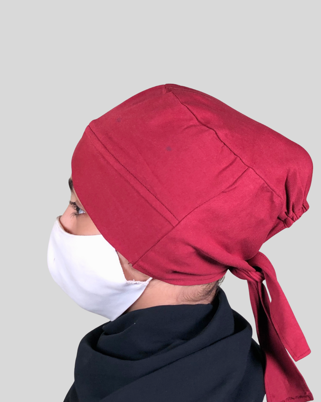 Plain Maroon Turban-style cap Hijab