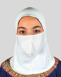 White Stretch Cotton Jersey Instant Hijab Cap with Tie