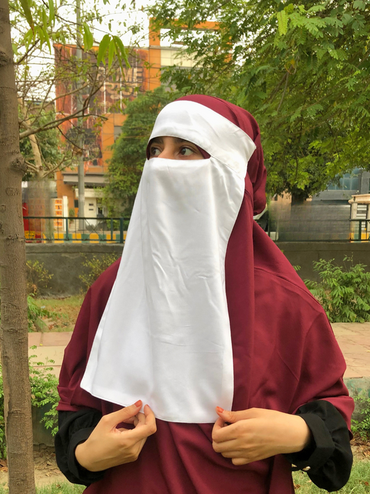Nabia  Nida Matte Free Size White Half-Niqab