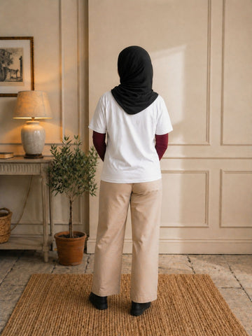 Modest White Peace T-Shirt for Women