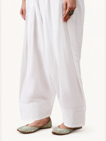 White Cotton Farshi Salwar for Women