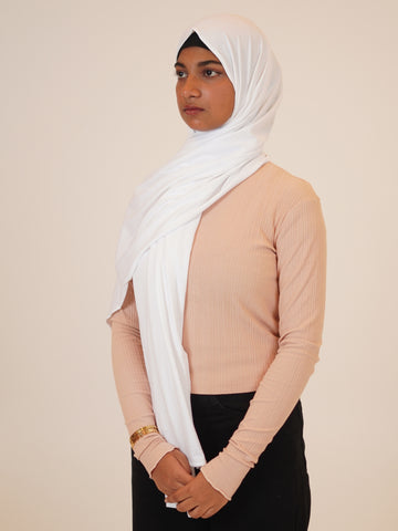 Women’s White Solid Viscose Jersey Hijab
