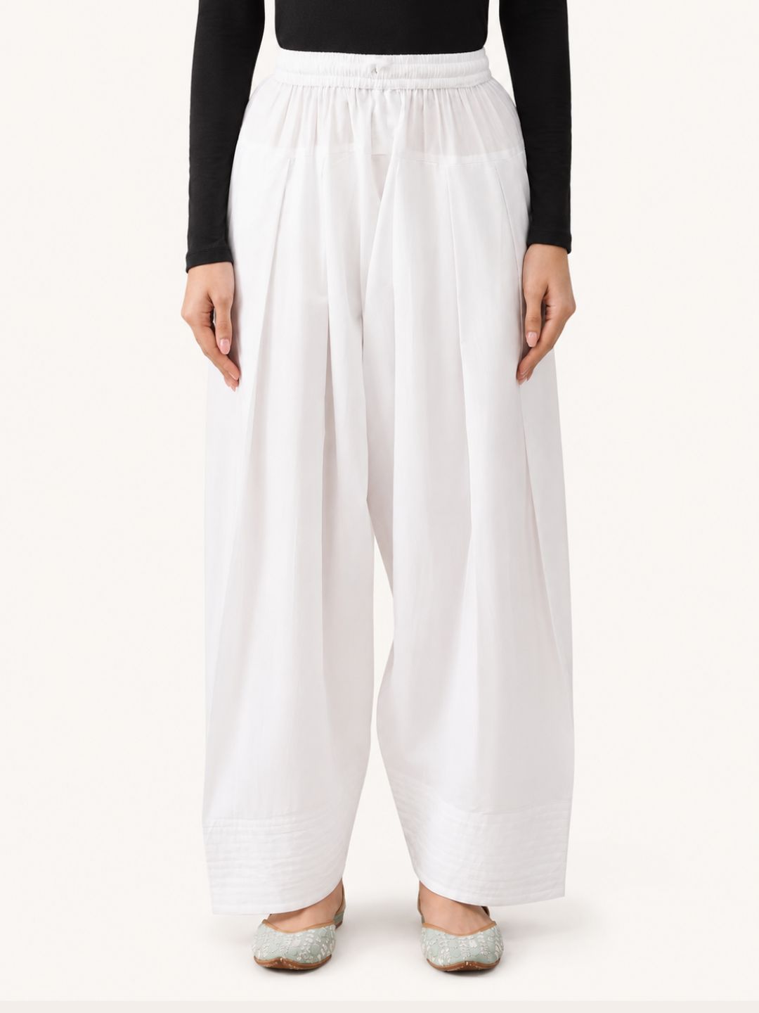 White Cotton Farshi Salwar for Women
