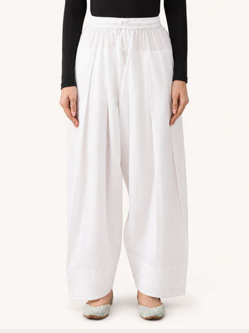 White Cotton Farshi Salwar for Women