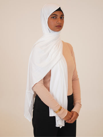 Women’s White Solid Viscose Jersey Hijab