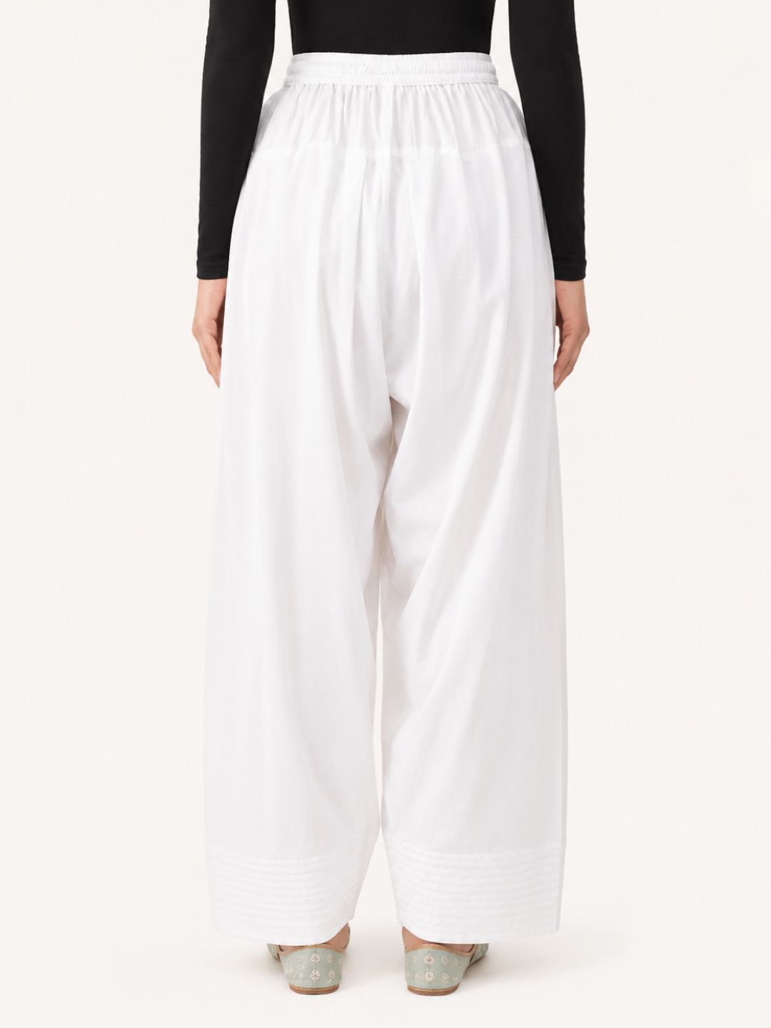 White Cotton Farshi Salwar for Women