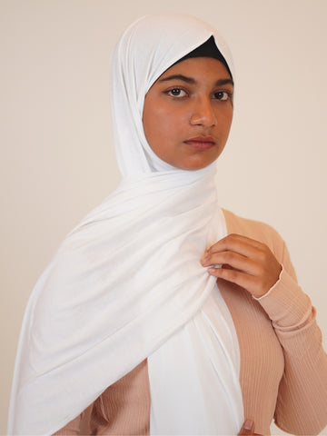Women’s White Solid Viscose Jersey Hijab