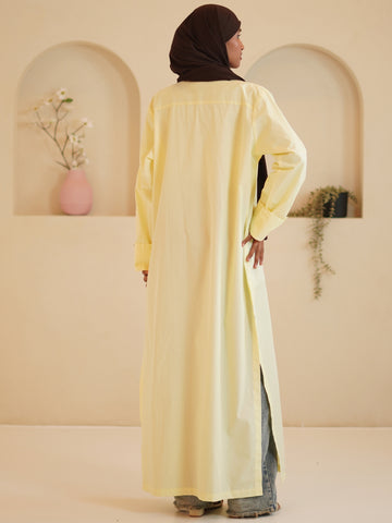 Women's Front Open Solid Shirt Dress