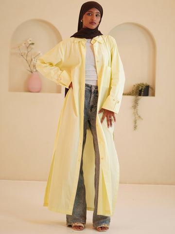 Women's Front Open Solid Shirt Dress