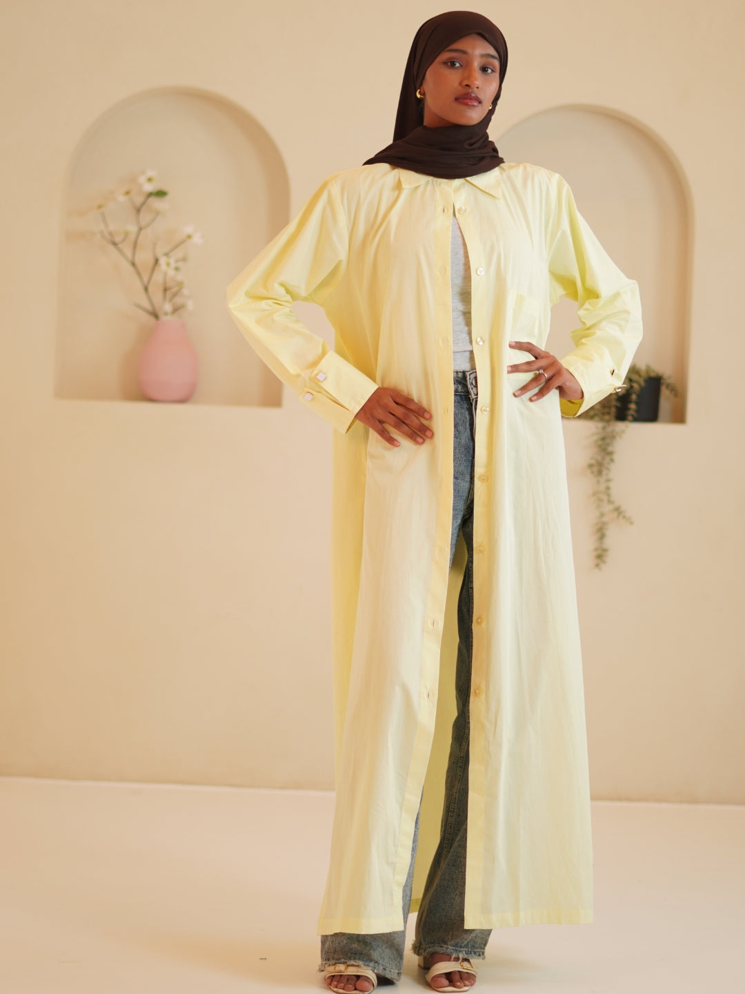 Women's Front Open Solid Shirt Dress