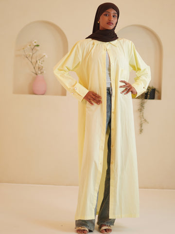 Women's Front Open Solid Shirt Dress