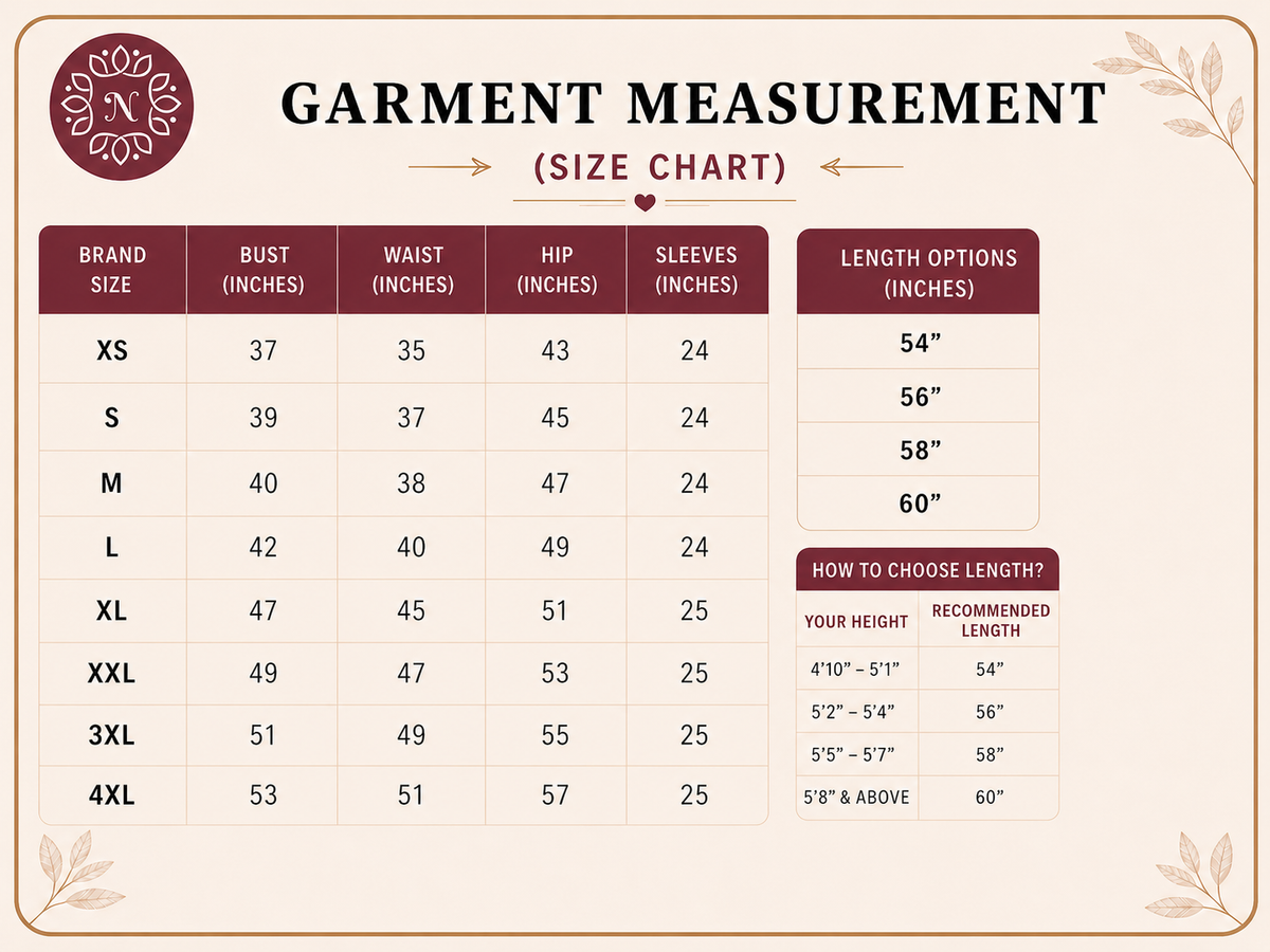 Product size chart