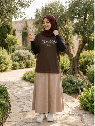 Alhamdulillah Modest Women’s Brown T-Shirt