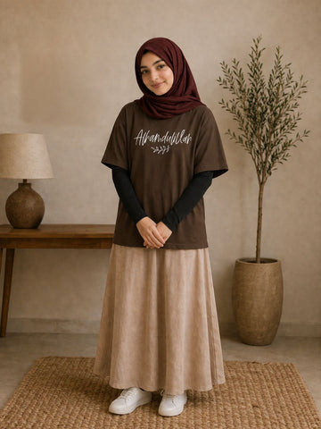 Alhamdulillah Modest Women’s Brown T-Shirt