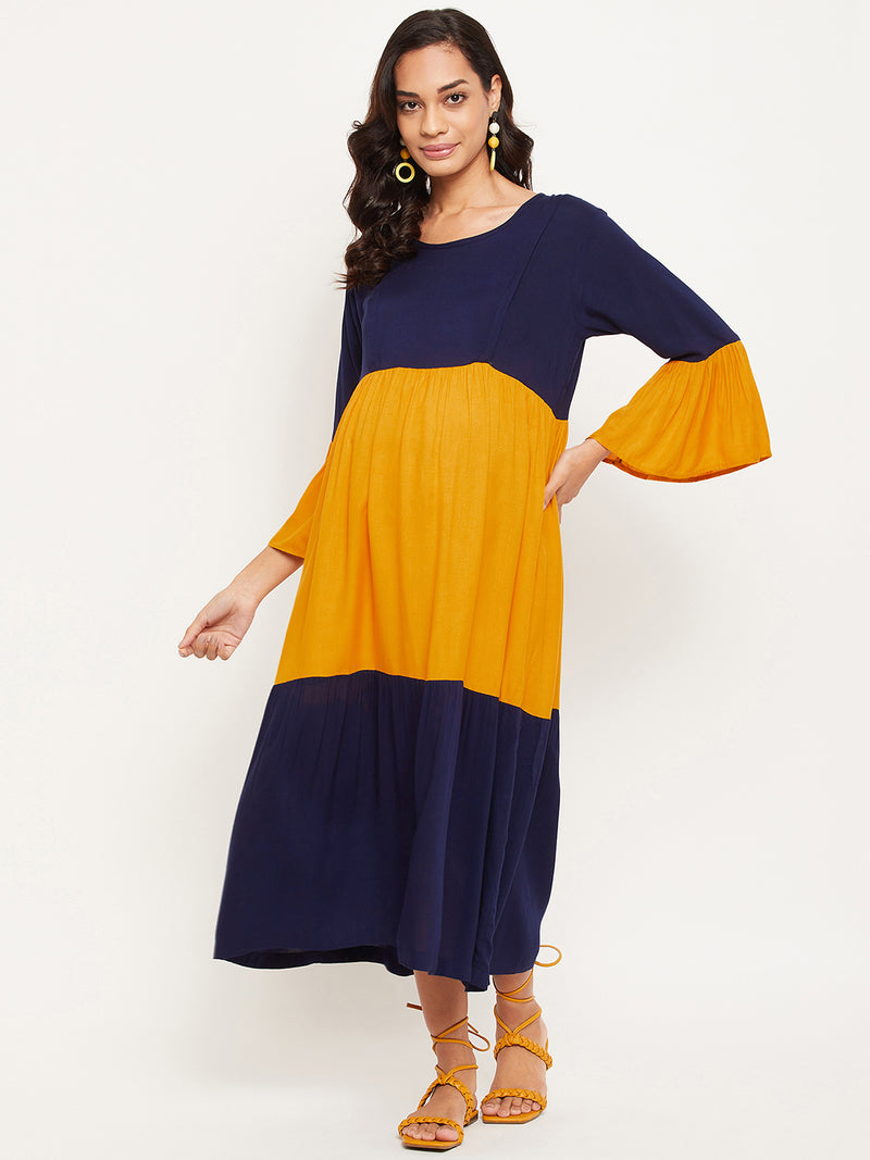 Blue & Yellow Solid Maternity-Side