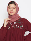 Nabia Women Rust Solid Georgette Hijab