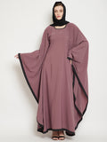 Nabia Puse Pink Kaftan Abaya with Pearl Design with Georgette Scarf