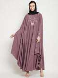 Nabia Pink Irani Kaftan Abaya with Chikan Hand Embroidered with Georgette Scarf