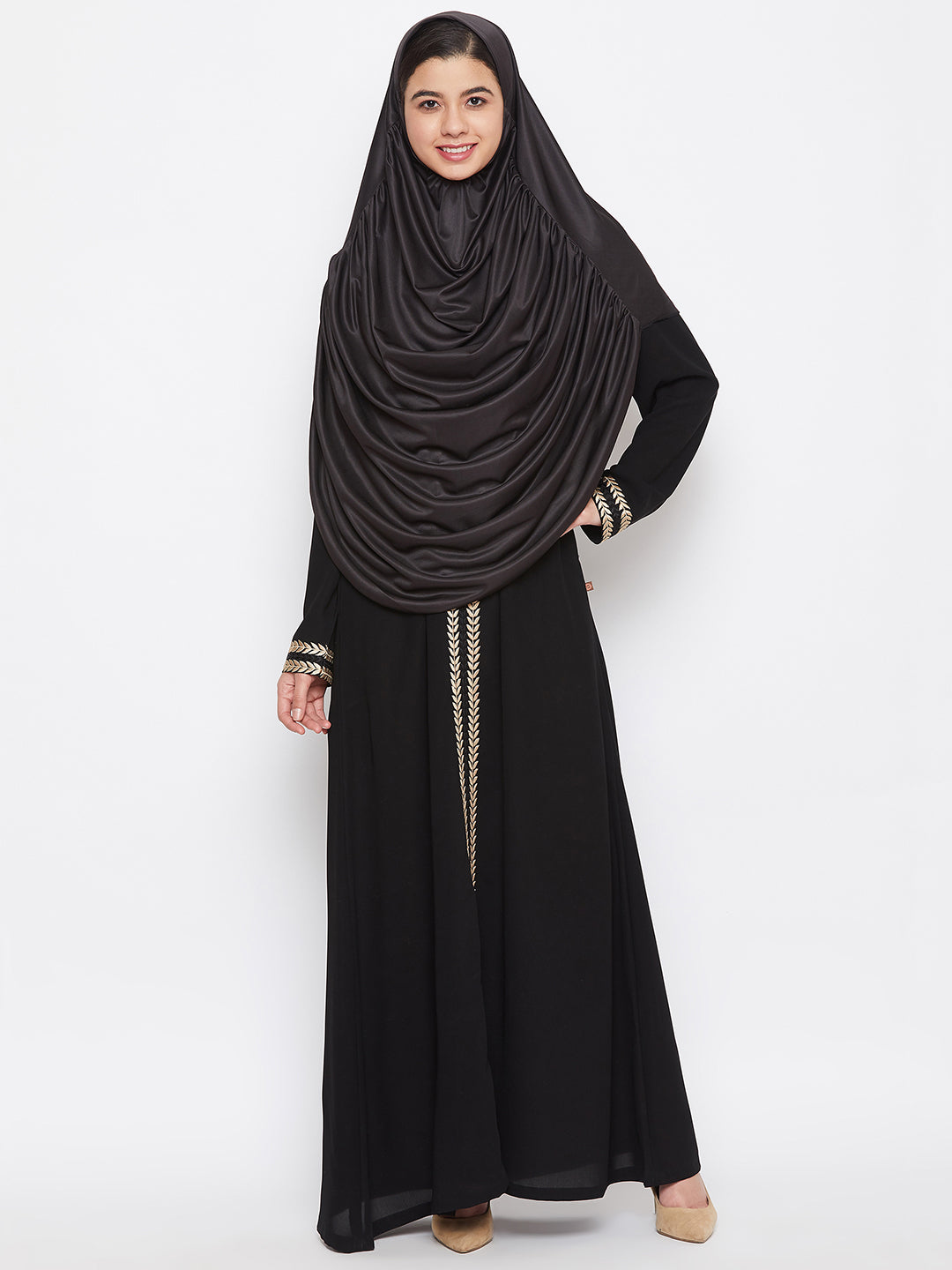 Nabia Women Black Solid Casual Khimar Hijab