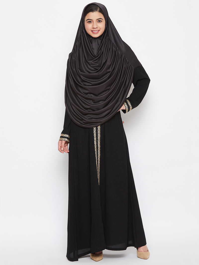 Nabia Women Black Solid Casual Khimar Hijab