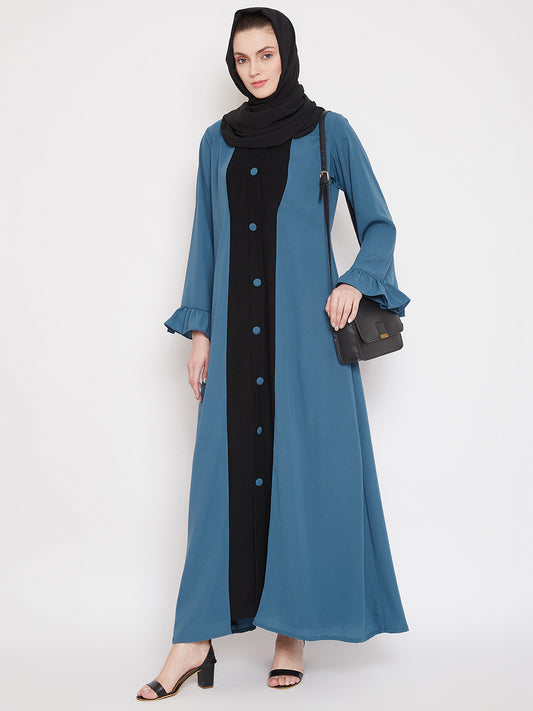 Nabia Two Color Combination Free Sleeves Abaya for Women with Georgette Scarf