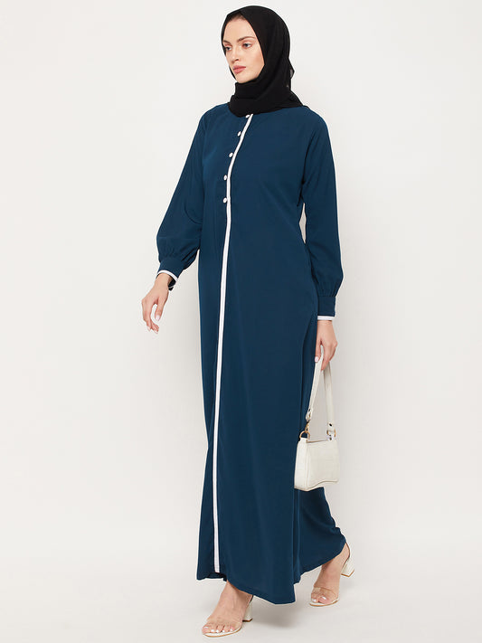 Nabia Teal Color Abaya with Georgette Scarf