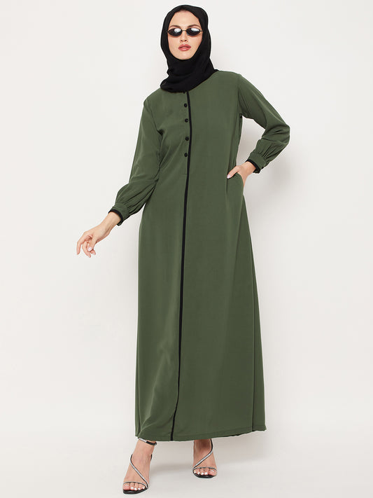 Nabia Jade Green Abaya with Georgette Scarf