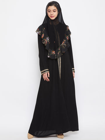 Nabia Women Black Printed Khimar Hijab