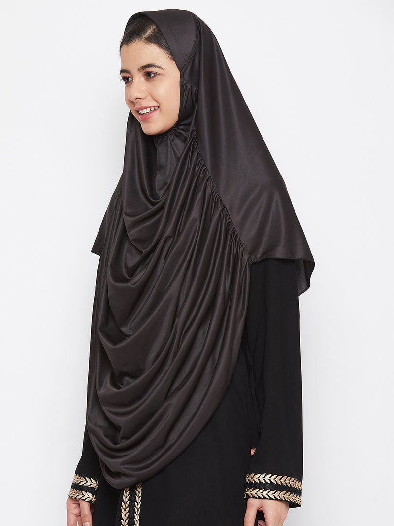 Nabia Women Black Solid Casual Khimar Hijab
