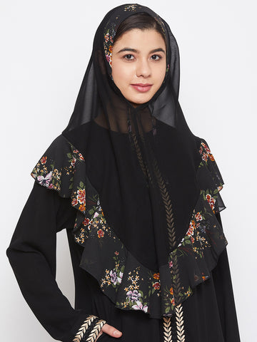 Nabia Women Black Printed Khimar Hijab