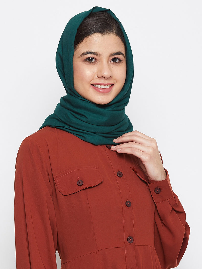 Nabia Women Bottle Green Solid Rayon Hijab