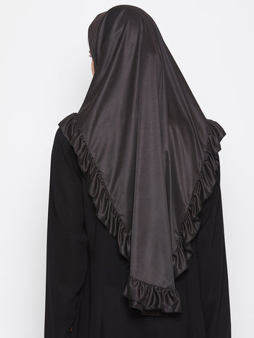 Nabia Women Black Solid Lycra Fabric Khimar Hijab