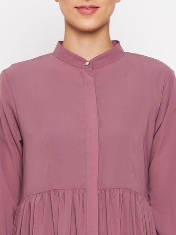 Nabia  Women Fuse Pink Nida Matte Abaya With Georgette Scarf