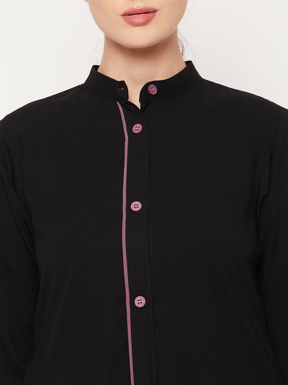 Nabia Black Front Open Embroidery Work Women Abaya with Georgette Scarf