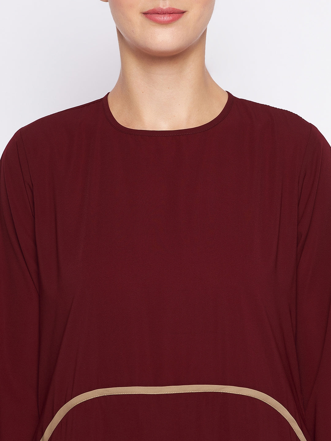 Nabia Maroon Double Layer Abaya for Women with Georgette Scarf