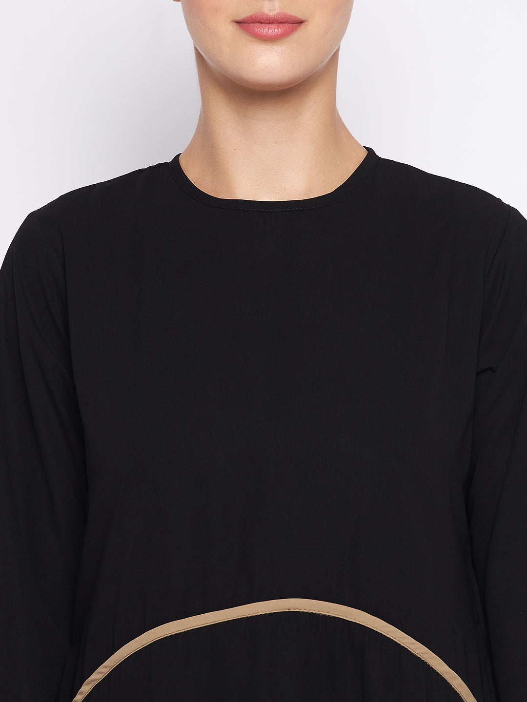 Nabia Black Double Layer Abaya for Women with Georgette Scarf