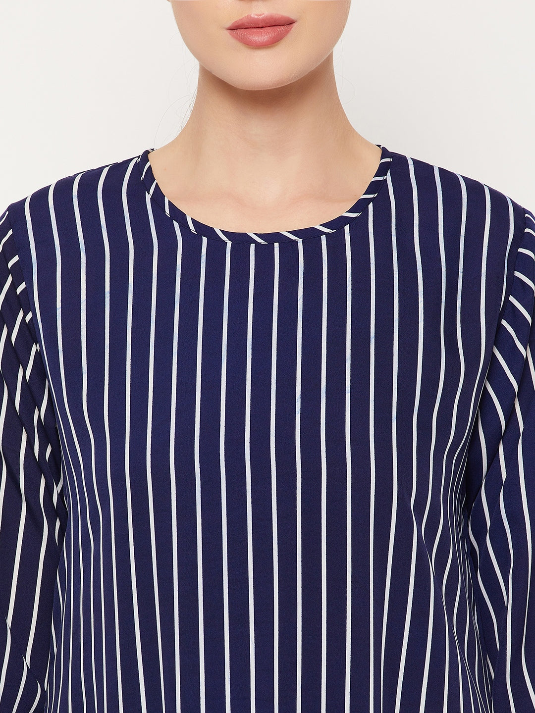 Nabia Blue Striped Women Abaya with Georgette Scarf